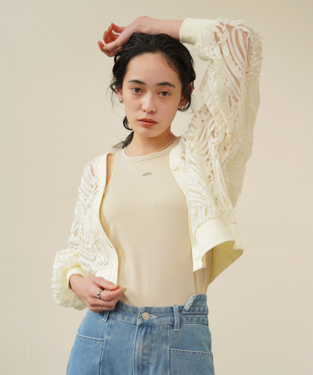 テープジャガードレースカーディガン