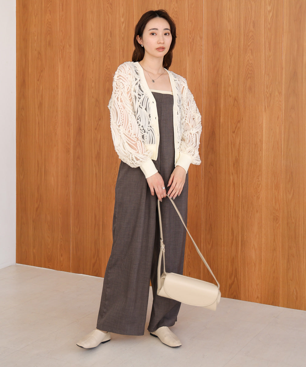 テープジャガードレースカーディガン