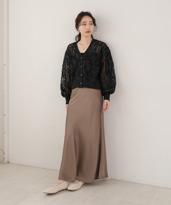 テープジャガードレースカーディガン