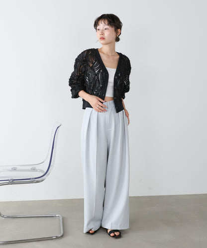 テープジャガードレースカーディガン