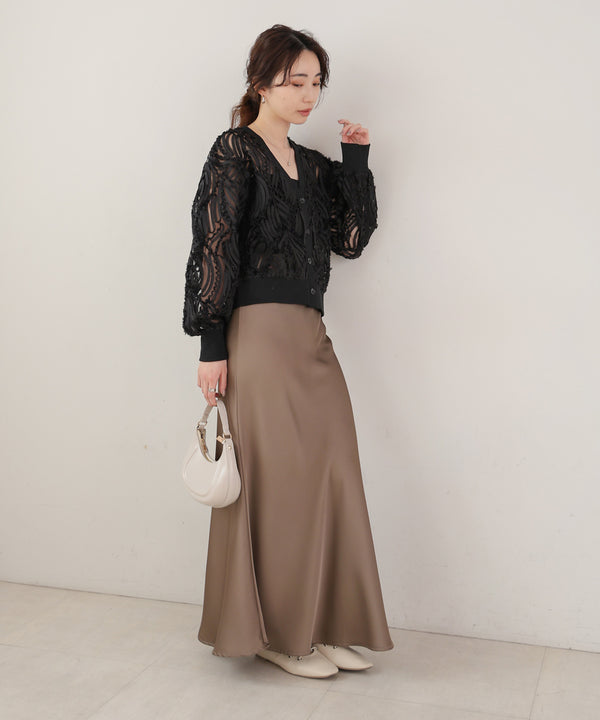 テープジャガードレースカーディガン