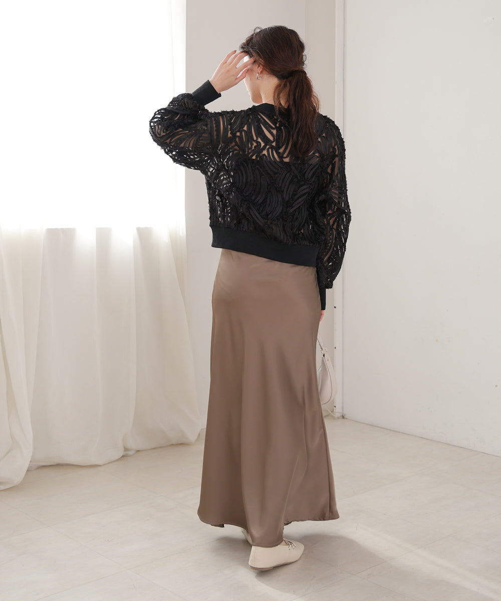 テープジャガードレースカーディガン