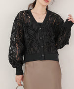 テープジャガードレースカーディガン