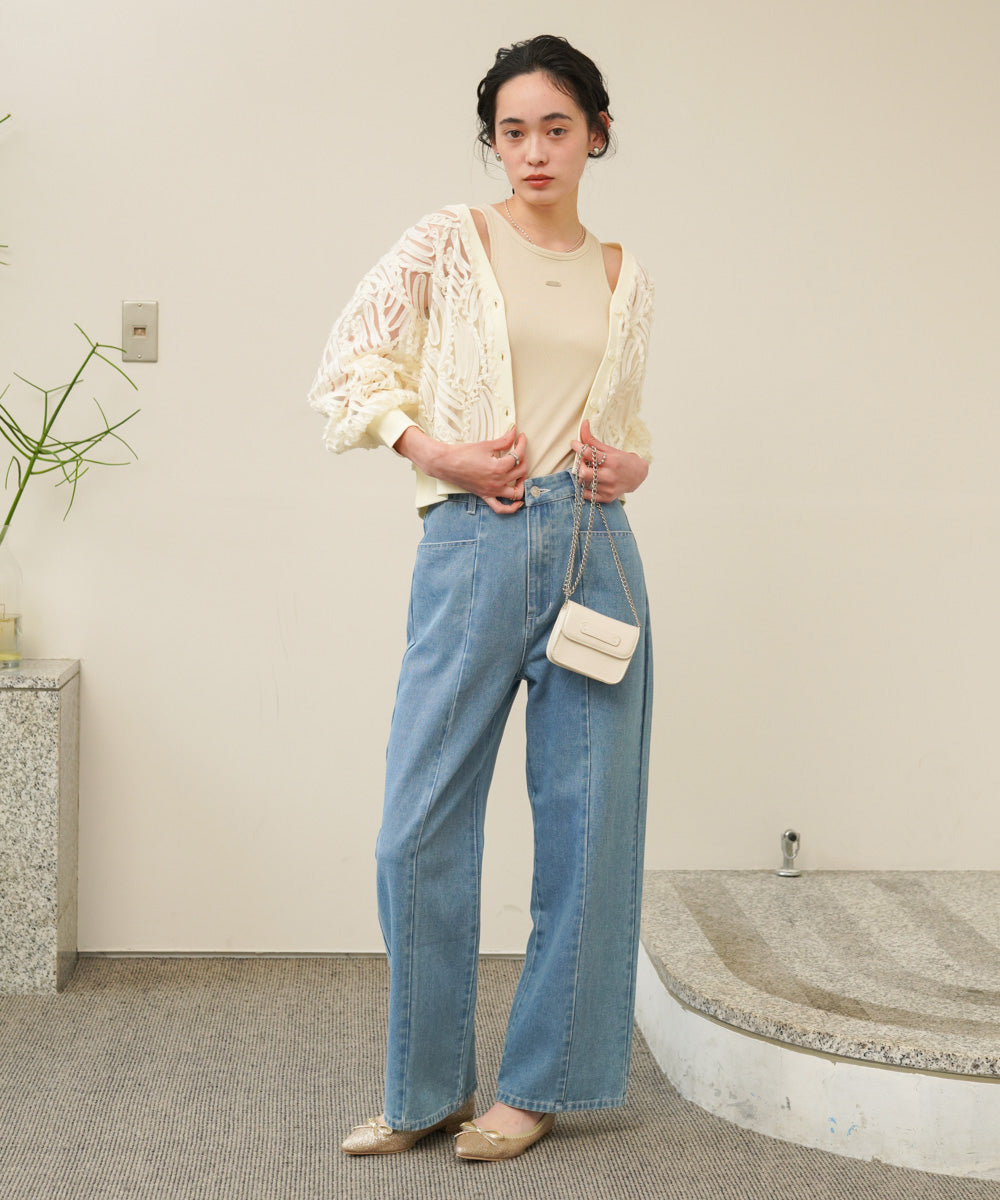 テープジャガードレースカーディガン