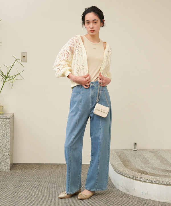 テープジャガードレースカーディガン