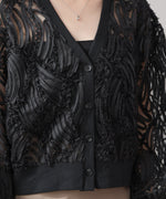 テープジャガードレースカーディガン