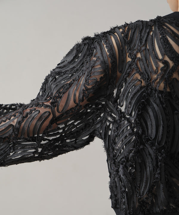 テープジャガードレースカーディガン