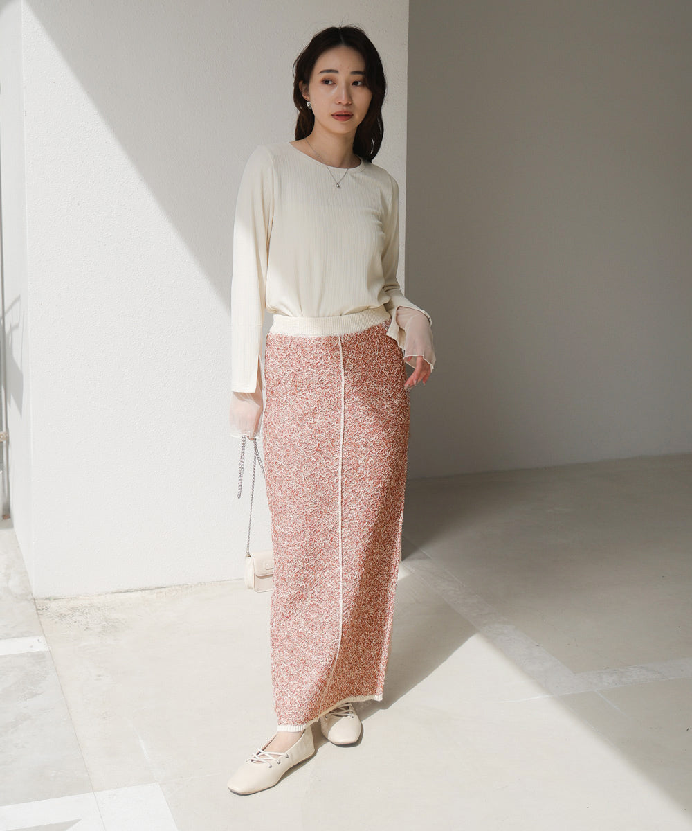 前後2WAYミックスループニットスカート/ベアワンピース