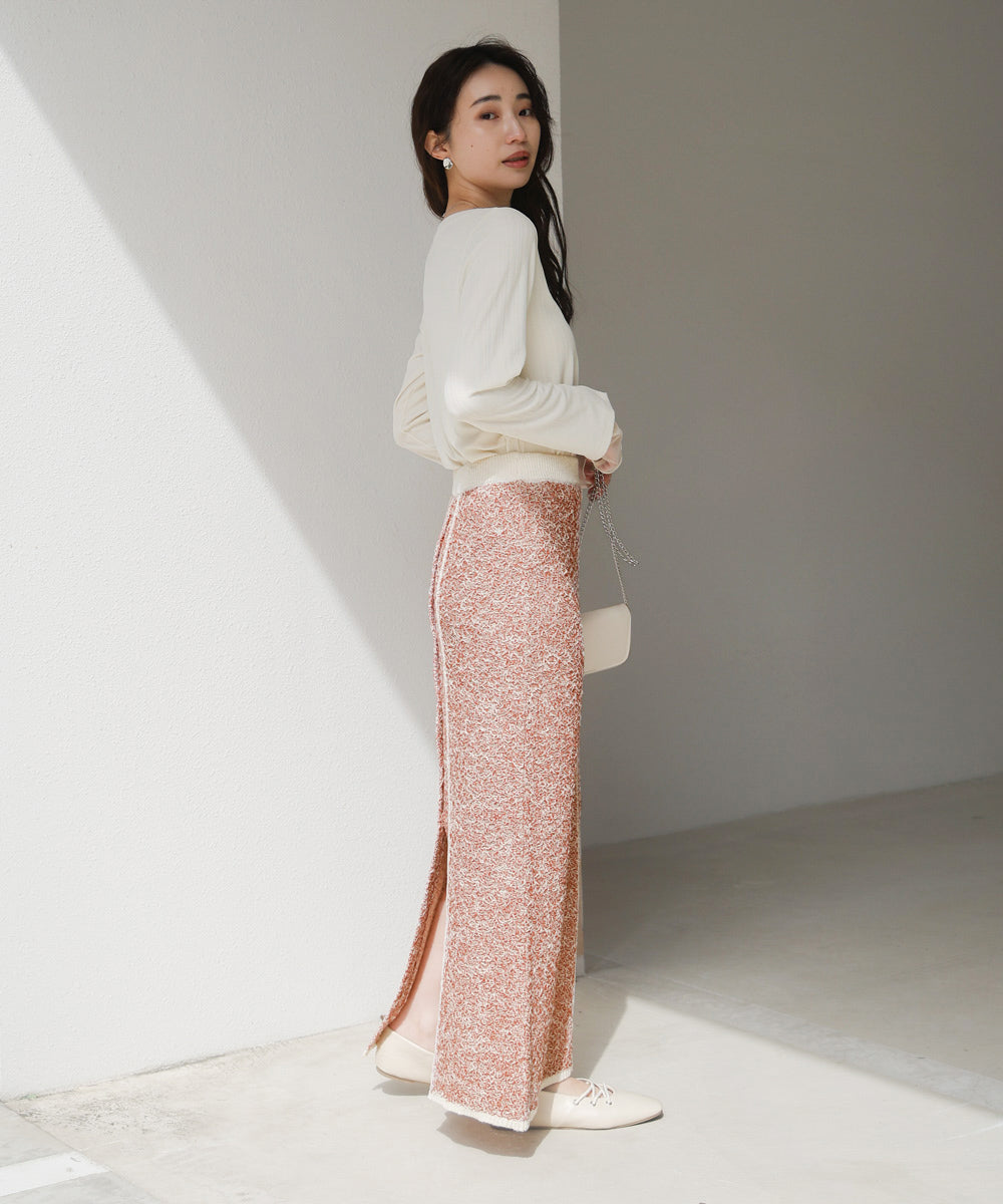 前後2WAYミックスループニットスカート/ベアワンピース