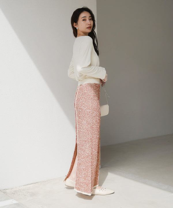 前後2WAYミックスループニットスカート/ベアワンピース