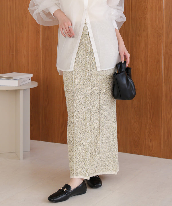 前後2WAYミックスループニットスカート/ベアワンピース