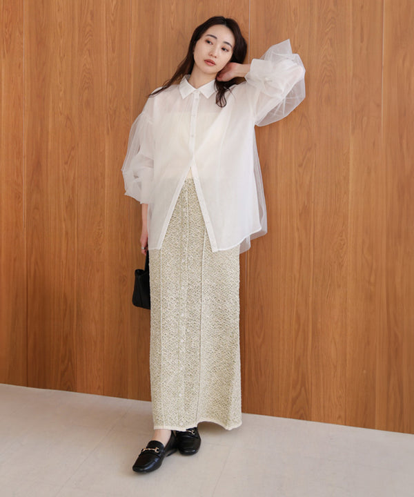 前後2WAYミックスループニットスカート/ベアワンピース