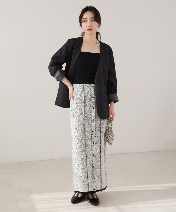 前後2WAYミックスループニットスカート/ベアワンピース