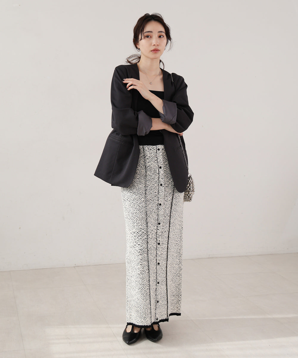 前後2WAYミックスループニットスカート/ベアワンピース