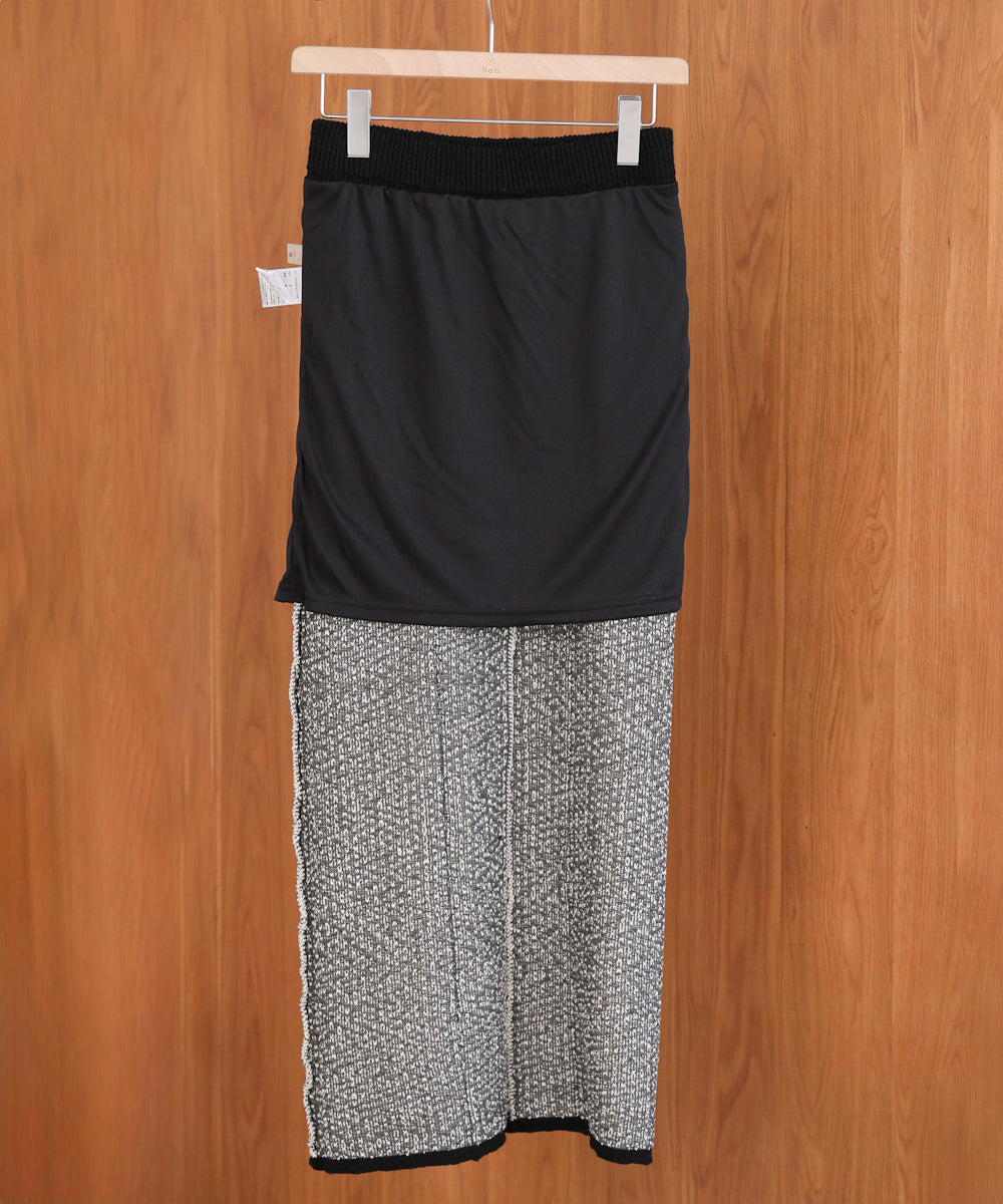 前後2WAYミックスループニットスカート/ベアワンピース