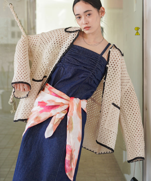 マルチＷＡＹ水彩柄サテン大判スカーフ