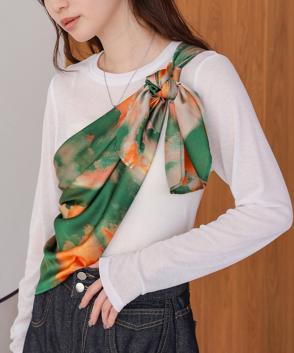 マルチＷＡＹ水彩柄サテン大判スカーフ