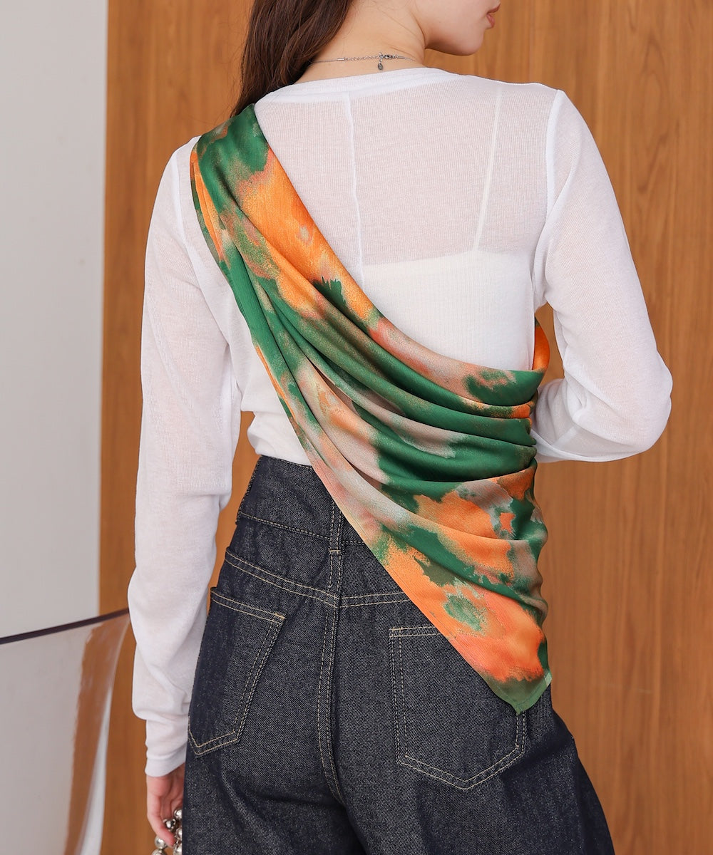 マルチＷＡＹ水彩柄サテン大判スカーフ