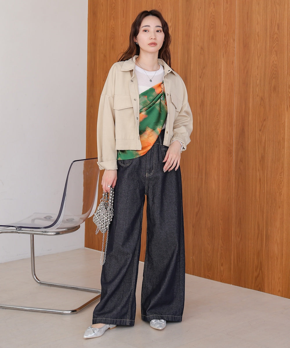 マルチＷＡＹ水彩柄サテン大判スカーフ