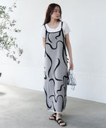 アートライン配色キャミワンピース