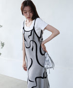 アートライン配色キャミワンピース