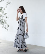 アートライン配色キャミワンピース