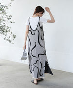 アートライン配色キャミワンピース