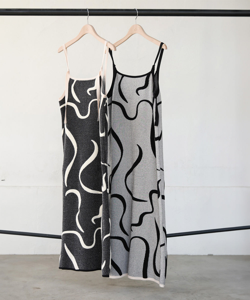 アートライン配色キャミワンピース