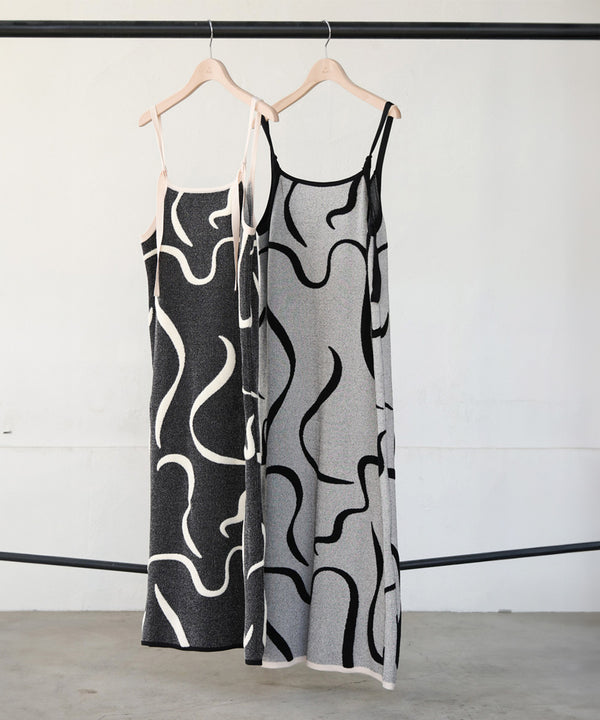 アートライン配色キャミワンピース