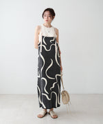 アートライン配色キャミワンピース