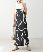 アートライン配色キャミワンピース