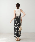 アートライン配色キャミワンピース