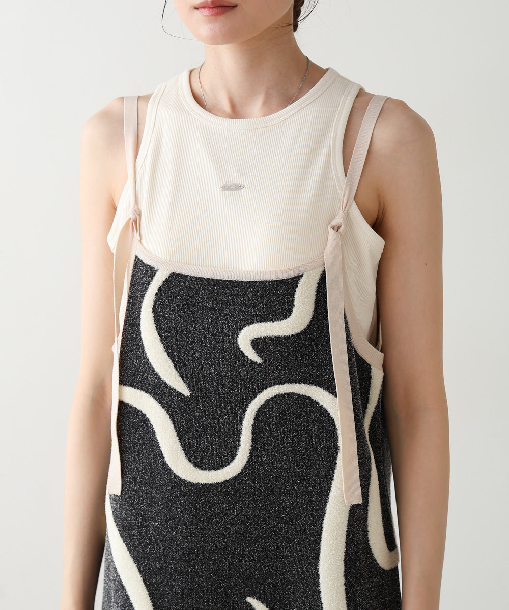 アートライン配色キャミワンピース