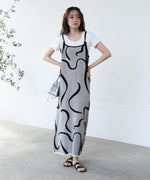 アートライン配色キャミワンピース