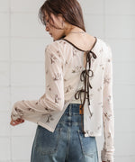 前後２ＷＡＹ花柄リボンカーディガン