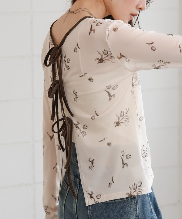 前後２ＷＡＹ花柄リボンカーディガン