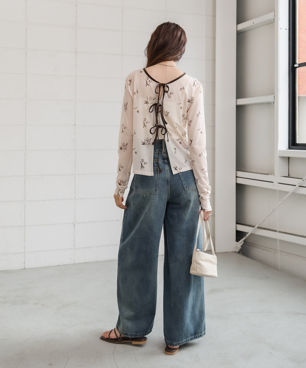 前後２ＷＡＹ花柄リボンカーディガン