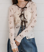 前後２ＷＡＹ花柄リボンカーディガン