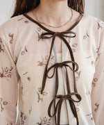 前後２ＷＡＹ花柄リボンカーディガン