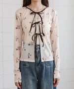 前後２ＷＡＹ花柄リボンカーディガン