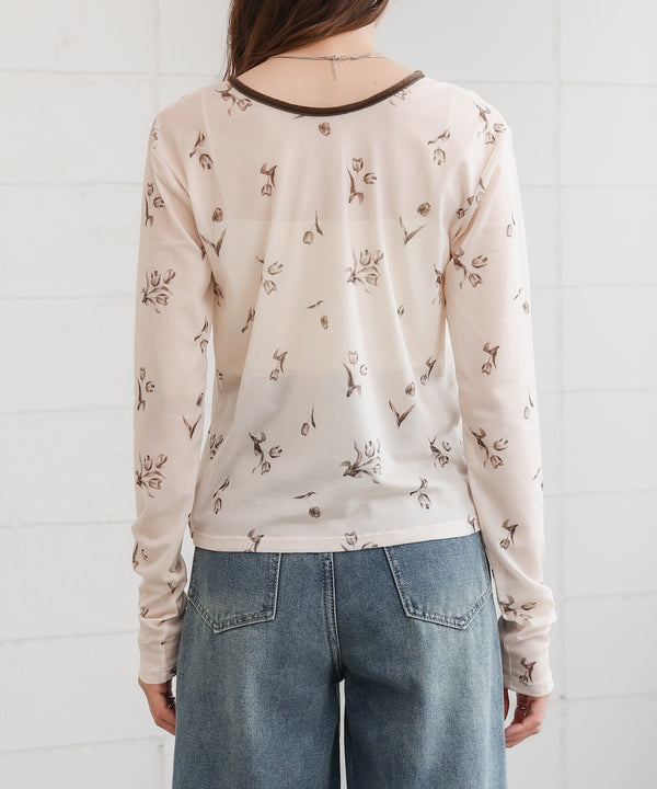 前後２ＷＡＹ花柄リボンカーディガン