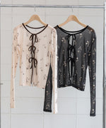 前後２ＷＡＹ花柄リボンカーディガン