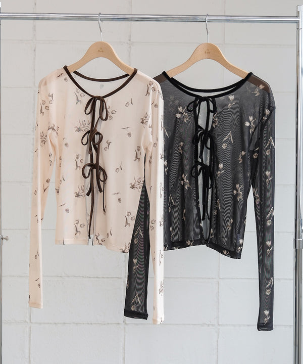 前後２ＷＡＹ花柄リボンカーディガン