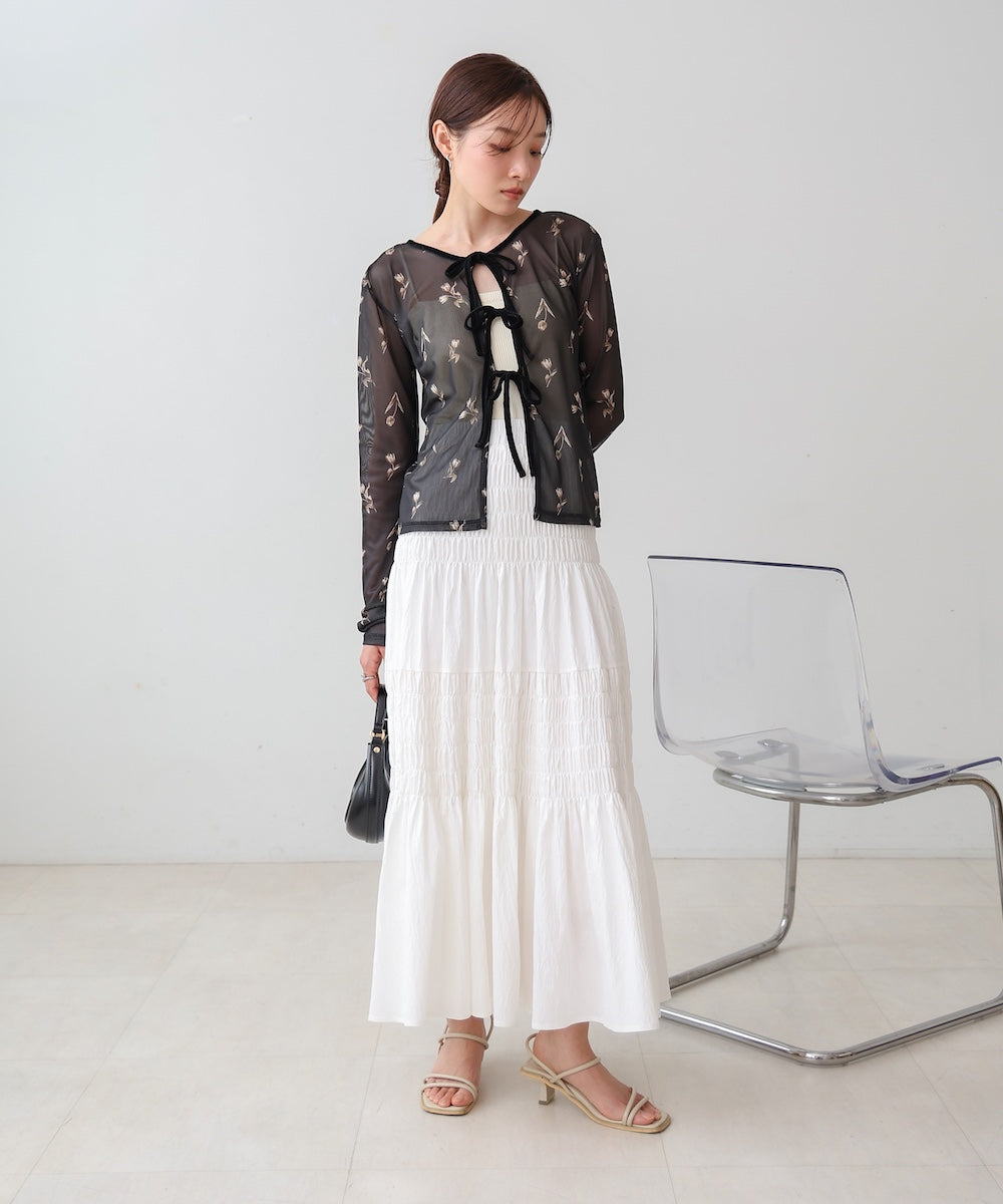 前後２ＷＡＹ花柄リボンカーディガン