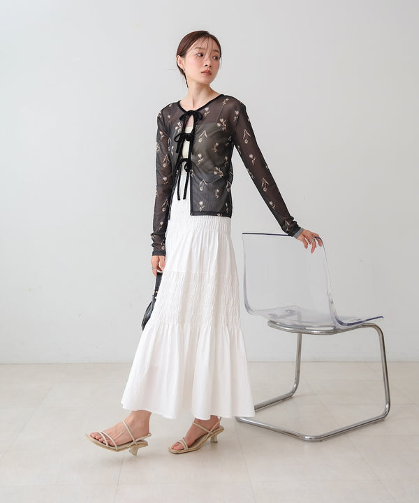 前後２ＷＡＹ花柄リボンカーディガン