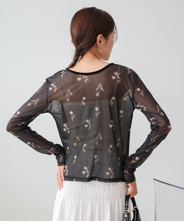 前後２ＷＡＹ花柄リボンカーディガン