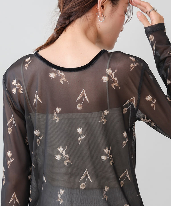 前後２ＷＡＹ花柄リボンカーディガン