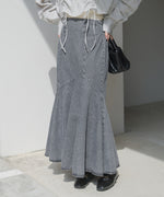 8ozケミカルデニム変形マーメイドスカート