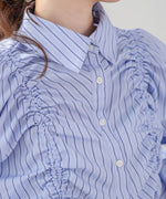 ストライプシャーリング リボンブラウス