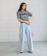 コード刺繍ロゴ入り麻タッチプルオーバー